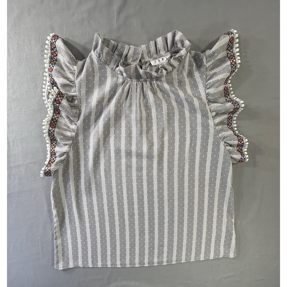 THML Tops - THML sleeveless gray and white striped blouse Women's Medium Boho Chic